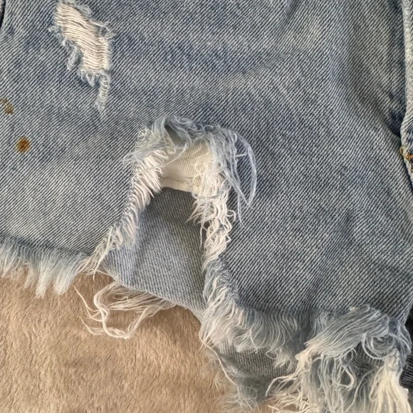 AGOLDE High Rise Distressed Denim Cutoff Shorts Size 24 - Picture 10 of 11